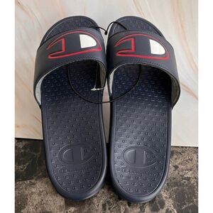 Champion Men's Front Logo Slide Sandals‎ Navy Size 12 NEW